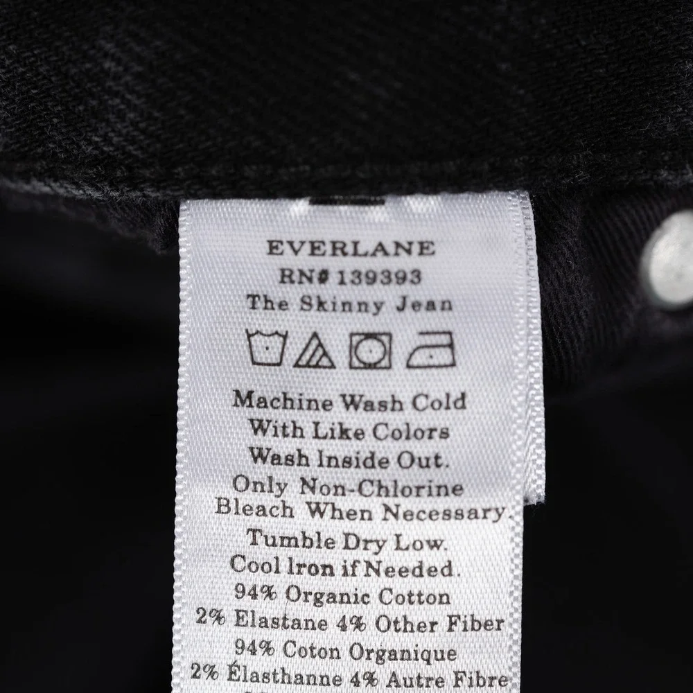 Everlane‎ Uniform The Skinny Jean Black Wash Men's Size 31x34 Organic Cotton - Picture 9 of 13